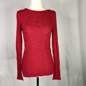 Lauren Ralph Lauren boatneck sweater cotton cabled red pink slim fit XS